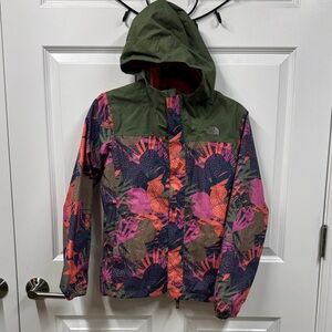 The North Face Kids' Green and Pink Patterned Raincoat